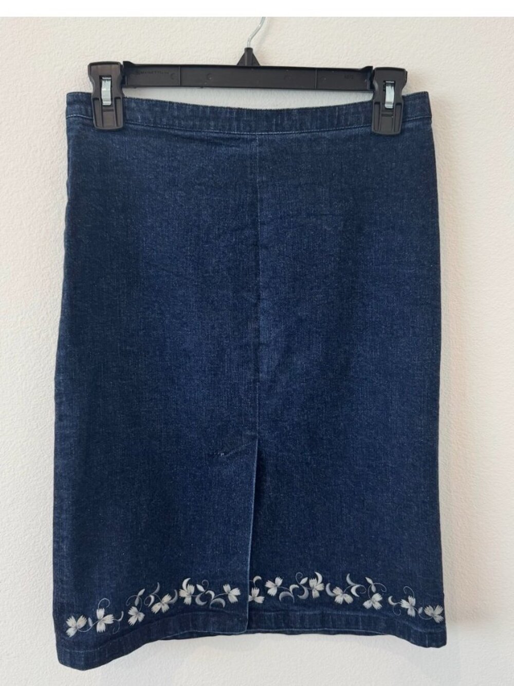 Vintage Cool Dog Denim Embroidered Pencil Skirt